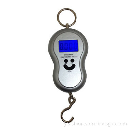 Portable Digital Weighing Luggage Scale with Hook, Silver Color, Back Light LCD Display/Ring Handle